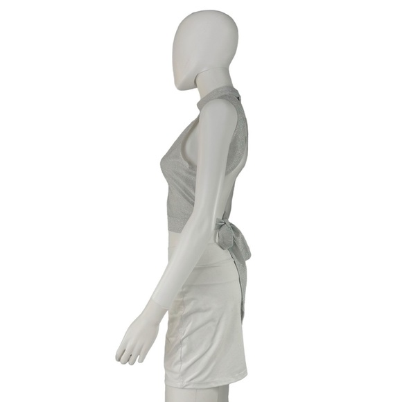 NEW superdown REVOLVE Sophie Metallic Silver Open Back Crop Top Size XL - Picture 6 of 9